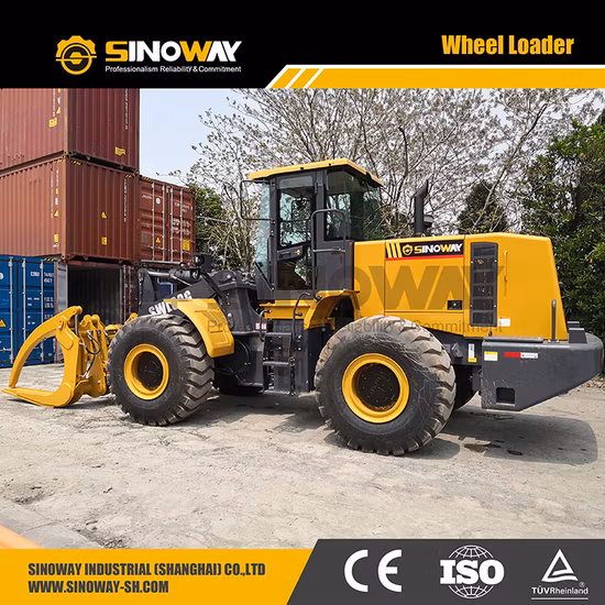 1 Ton 2 Ton 3 Ton 4 Ton 5 Ton Mini Hidráulica Pequena Log de Madeira Garra Carregadora de rodas Preço 6 Ton Carregador frontal de garfo compacto com empilhadeira e caçamba para venda